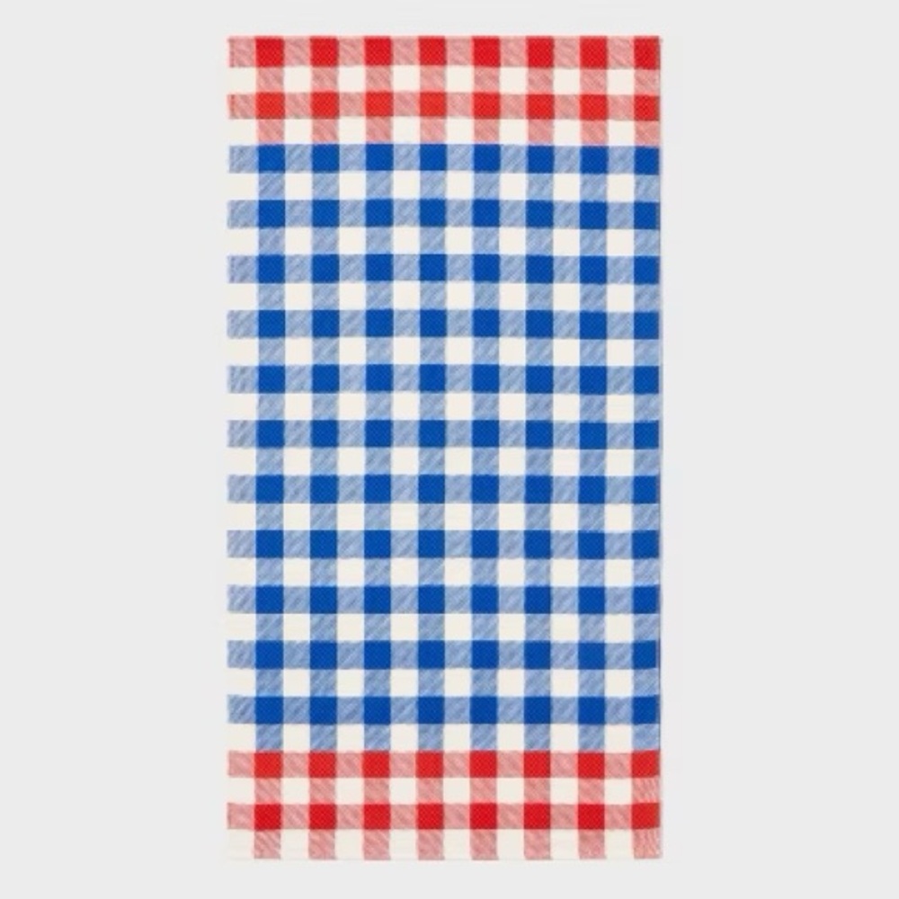 ROOM ESSENTIALS Red and Blue Checkered 6 Foot Beach Towels (SET OF 3)